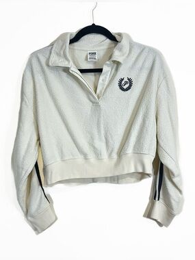 Pink Victoria's Secret Collegiate Boucle Collared Pullover Sweater White Size XS